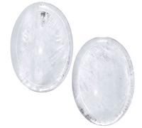 mookaitedecor Pack of 2 Clear Quartz Thumb Worry Stones Healing Crystals for Anxiety Stress Relief, Small Polished Oval Worry Stones Thumb Stone Gift Reiki Good Luck Pocket Stones for Meditation