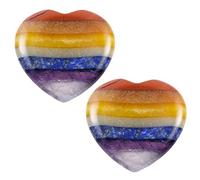 mookaitedecor Pack of 2 Heart Shaped Crystal Thumb Worry Stones
