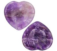 mookaitedecor Pack of 2 Heart Shaped Crystal Thumb Worry Stones