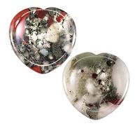 mookaitedecor Pack of 2 Heart Shaped Crystal Thumb Worry Stones