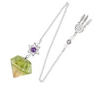 mookaitedecor Peridot Olivine Resin Crystal Point Gemstone Reiki Healing Pendulums for Dowsing Scrying Divination Meditation, Merkaba Star Dreamcatcher