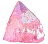 mookaitedecor Pink Titanium Quartz Crystal Irregular Crystal Point Wand Clear Quartz Healing Crystal Cluster Specimen Rare Crystals and Gemstones Gift Colorful Pink Crystal Rock Room Decor
