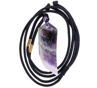 mookaitedecor Purple Amethyst Crystal Wolf Tooth Pendant Necklace for Men Women, Faceted Reiki Healing Crystal Stone Norse Viking Necklace Spiritual Protection Crystal Necklace Gift for Men Boy Friend