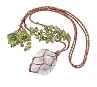 mookaitedecor Raw Clear Quartz Crystal Necklace Bohemian Necklace for Women Men, Woven Crystal Chips Sweater Necklace Precious Stone Boho Necklace Green White Healing Crystal Necklace Jewellery Gift