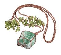 mookaitedecor Raw Green Fluorite Crystal Necklace Bohemian Necklace for Women Men, Woven Net Crystal Chips Sweater Necklace Precious Stone Boho Necklace Green Healing Crystal Necklace Jewellery Gift