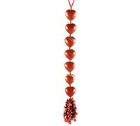 mookaitedecor Red Jasper Healing Crystal Hanging Ornament for Car Home Window Decoration, Tumbled Gemstone Love Heart Shaped Wall Art Hanging Ornament Good Luck Gift for Reiki Chakra Yoga Meditation