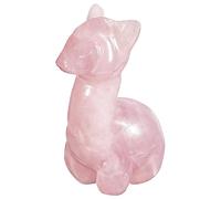 mookaitedecor Rose Quartz Crystal Cute Alpaca Figurine Ornament Party Decor & Gift, Healing Crystal Semi Precious Gemstone Pocket Animal Llama Carvings for Good Luck Room Desk Micro Landscape Decor