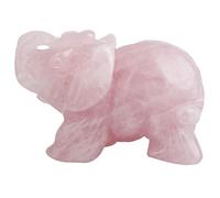 mookaitedecor Rose Quartz Elephant Crystal Sculpture Statue Healing Reiki Pocket Gemstone Figurines Crafts 1.5 Inch
