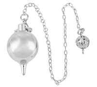 mookaitedecor Round Shaped Ball Sphere Metal Dowsing Pendulum for Divination Scrying Reiki Healing Spiritual Room Decor Gift, White Gold Plated Brass Decorative Dowsing Pendulum