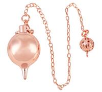 mookaitedecor Round Shaped Ball Sphere Metal Dowsing Pendulum for Divination Scrying Reiki Healing Spiritual Room Decor Gift, Rose Gold Plated Brass Decorative Dowsing Pendulum