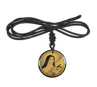 mookaitedecor Round Stone Crystal Pendant Necklace with Adjustable Nylon Rope, Catholic Jesus Religious Amulet Jewellery Gifts for Men Women