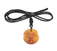 mookaitedecor Round Stone Crystal Pendant Necklace with Adjustable Nylon Rope, Catholic Jesus Religious Amulet Jewellery Gifts for Men Women