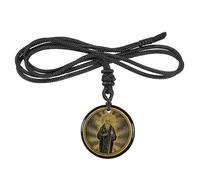 mookaitedecor Round Stone Crystal Pendant Necklace with Adjustable Nylon Rope, Catholic Jesus Religious Amulet Jewellery Gifts for Men Women