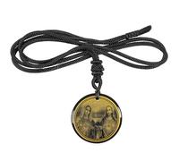 mookaitedecor Round Stone Crystal Pendant Necklace with Adjustable Nylon Rope, Catholic Jesus Religious Amulet Jewellery Gifts for Men Women