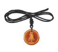 mookaitedecor Round Stone Crystal Pendant Necklace with Adjustable Nylon Rope, Catholic Jesus Religious Amulet Jewellery Gifts for Men Women
