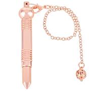 mookaitedecor Scepter Wand Shaped Long Metal Dowsing Pendulum for Divination Scrying Reiki Healing Spiritual Room Decor Gift, Rose Gold Plated Brass Witness Chamber Pendulum