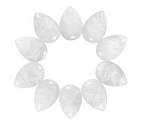 mookaitedecor Set of 10 Teardrop Shape Flat Back Cabochon Stones for Jewelry Making Natural Cabochon Flat Stones Crystals for Crafts, 20x30 mm, Mountain Quartz