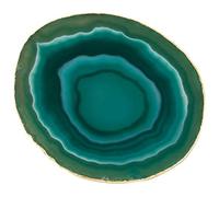 mookaitedecor Set of 2 Green Crystal Agate Slice Coasters for Drinks, Gold Edged Coasters Semi Precious Stone Geode Coaster Quartz Cup Mats, 3.1-3.9 Inch