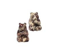 mookaitedecor Set of 2 Hand Carved Crazy Lace Agate Bear Figures, Carving Animal Statue Sculpture Pocket Crystal Stone for Home Office Plant Decor Collectible