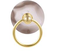 mookaitedecor Set of 2 Natural Agate Slice Crystal Stone Cabinet Drawer Knobs, Unique Round Circle Ring Pull Handle for Dresser Cupboard Wardrobe Door Decorative Modern Knob