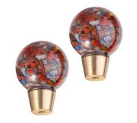 mookaitedecor Set of 2 Natural Chakra Crystals Ball Drawer Knobs with Screws, Resin Round Ball Sphere Colourful Healing Stone Knobs Handles Pulls for Cabinets Cupboard Kitchen Door Wardrobe Dresser