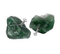 mookaitedecor Set of 2 Natural Fluorite Raw Crystal Cabinet Knobs, Rough Stone Drawer Handle Pulls for Kitchen Cupboard Home Decoration