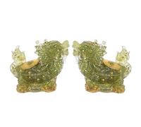 mookaitedecor Set of 2 Peridot Crystal Dragon Turtle Figurine Feng Shui Ornament for Home Good Luck Decor, Resin Healing Crystal Dragon Tortoise Gift Green Semi Precious Gemstone Animals Statue