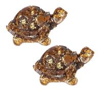 mookaitedecor Set of 2 Resin Tiger’s Eye Crystal Turtle Tortoise Ornament Home Desk Decor, Healing Crystal Brown Turtle Animal Figurine Gift Feng Shui Good Luck Pocket Stone Statue