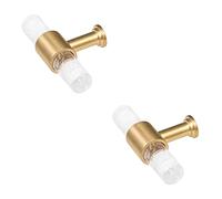 mookaitedecor Set of 2 T-Bar Crystal Drawer Pull Handles with Screws, Brushed Brass Stone Knobs for Cabinet Kitchen Chest of Drawers Decoration, Rock Crystal Stone