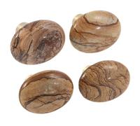 mookaitedecor Set of 4 40mm Picture Jasper Stone Drawer Knobs with Screws, Healing Stones and Crystals, Oval Decorative Stones Pull Handles for Cabinets Cupboard Wardrobe Home Kitchen