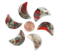 mookaitedecor Set of 5 African Bloodstone Moon Healing Crystal Pendants for Jewellery Making, Semi Precious Moon Shaped Palm Worry Stones for Anxiety Stress Relief Tumbled Pocket Stone Desk Decor