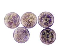 mookaitedecor Set of 5 Crystal Witches Runes Healing Engraved Palm Stone