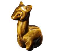 mookaitedecor Tiger’s Eye Crystal Cute Alpaca Figurine Ornament Party Decor & Gift, Healing Crystal Semi Precious Gemstone Pocket Animal Llama Carvings for Good Luck Room Desk Micro Landscape Decor