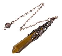 mookaitedecor Tiger's Eye Crystal Pendulum for Divination Dowsing, 6 Faceted Hexagonal Pointed Stone Pendant Pendulum for Balancing Wicca Meditation