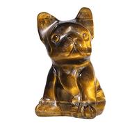 mookaitedecor Tiger's Eye Crystal Stone Dog Figurine, Hand Carved Animal Puppy Statue Sculpture Decoration for Home Office Lucky Fortune Gift, Height 1.1-1.38"