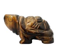 mookaitedecor Tiger's Eye Crystal Turtle Tortoise Statue Sculpture, Small Healing Stone Turtle Gift Reiki Pocket Gemstone Lucky Charm Ornament Desk Decor Figurines 1.5 Inch