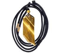mookaitedecor Tiger's Eye Crystal Wolf Tooth Pendant Necklace for Men Women, Faceted Reiki Healing Crystal Stone Norse Viking Necklace Spiritual Protection Crystal Necklace Gift for Men Boy Friend