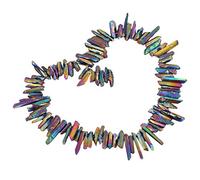 mookaitedecor Tiny Rainbow Aura Titanium Clear Quartz Crystal Points for Jewellery Making, 50 Pieces, Cone Shaped, Colorless