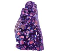 mookaitedecor Titanium Coated Clear Quartz Crystal Purple AB Crystal Cluster Self Standing Crystal Specimen, Irregular Natural Rare Crystals and Gemstones Purple Rock Mineral Purple Room Decor