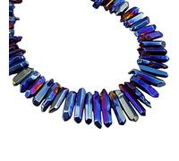 mookaitedecor Titanium Coated Rock Crystal Quartz Crystal Points Loose Beads, Top Drilled 15 inches Strand