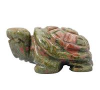 mookaitedecor Unakite Crystal Turtle Tortoise Statue Sculpture, Small Healing Stone Turtle Gift Reiki Pocket Gemstone Lucky Charm Ornament Desk Decor Figurines 1.5 Inch