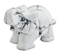 mookaitedecor White Howlite Turquoise Elephant Ornament Figurine,Healing Crystal Energy Gemstone Reiki Statue Home Decor,1.5 Inches