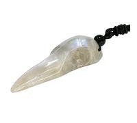 mookaitedecor White Moonstone Healing Crystal Long Raven Skull Pendant Necklace for Men Women, Semi Precious Gemstone Carved Crow Head Quartz Crystal Necklace for Reiki Amulet Spiritual Jewellery Gift