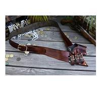 Mooke Faux Leather Medieval Pirate Flintlock Sword Holster - Baldric Leather Cutlass Holster Sheath Belt with Adjustable Buckle Fashion Sword Set Belt Props Accessories,Brown
