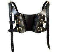 MooKe Medieval Knight Back Double Scabbard Shoulder Strap Sword Holder Sheath Frog Adult Leather Kit Gear Weapon Costume Prop,Black
