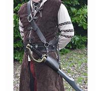 MooKe Medieval Pirate Leather Dagger Scabbard Belt Steampunk Sword Blade Sheath Holder Warcraft Cosplay Accessory for Men Women,Black