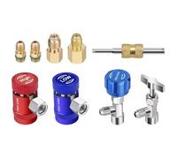 MOOKEENONE R1234YF High Low Auto Car Quick Coupler Connector Brass Adapters Car Air Conditioning Refrigerant Adjustable AC Manifold Gauge