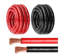 MOOKEERF 1/0 Gauge Battery Cable - 5FT Red + 5FT Black 1/0 AWG Welding Cable Flexible Stranded Oxygen-Free Pure Copper Wire for Automotive, Battery, Inverter, Solar, Marine and Generator