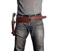 Mooketp1 Steampunk Old Wild West Pistol Pu Leather Gun Holster, Revolver Holster Holder with Belt Gunfighter Cowboy Larp Cosplay Costume Accessory,Brown