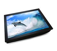 mooki Deluxe Cushioned Photo Lap Tray | Dolphin Leaping from the Waves | Wooden Frame | Bean Bag Cushion Base | #HI